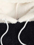 Fluffy Contrast Panel Front Pocket Hoodie