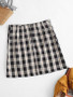 Plaid Slit Front Mini Skirt