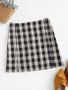 Plaid Slit Front Mini Skirt