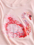 Glittery Sequined Swan Print Tee