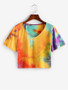 Tie Dye V Neck Casual T-shirt