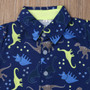 Boys Collared Cartoon Dinosaur Print Outfit