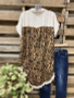 Casual leopard print comfortable cotton and linen top