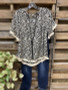 Casual leopard print comfortable round neck top