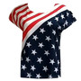 Women's Plus Size Casual T-shirt American Flag Printed Sexy Round Neck Shirt