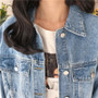 Solid Turn-down Collar Jean Jacket for Women Loose Denim