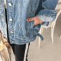 Solid Turn-down Collar Jean Jacket for Women Loose Denim