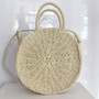Round Straw Beach Bag Vintage Handmade Woven Shoulder Casual Bags