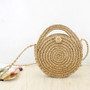 Round Straw Beach Bag Vintage Handmade Woven Shoulder Casual Bags