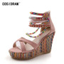 Woman Sandals Shoes Bohemian Sandals Comfortable Sweet Wedge Heels Shoes for Girls