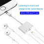 Audio Charger Adapter Lightning to 3.5mm Double Headphone Jack Adapter Couples Splitter
