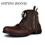 Otto Zone Boots Genuine Leather Shoes Handmade Ankle Boots