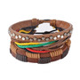 Leather Bracelet Men Multilayer Bead Bracelet Punk Wrap Bracelets