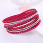 Leather Bracelet Rhinestone Crystal Bracelet Wrap Multilayer Bracelets for women