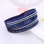 Leather Bracelet Rhinestone Crystal Bracelet Wrap Multilayer Bracelets for women