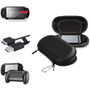 Insten Black Hand Grip+Screen Protector+Black EVA Case+USB Cable For Sony PS Vita PSV