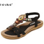 Women Rome Bohemia Flat Sandals String Beading Sweet  Women Shoes Open Toe Ankle Strap Women Summer Sandals XWF0404-5