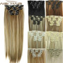 Hairpiece 23inch 140g Straight 16 Clips in False Hair Styling Synthetic Clip In Hair Extensions 6pcs/set Heat Resistant Hair Pad