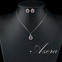 AZORA Big Pear White Gold Plated Stellux Austrian Crystal Necklace and Earrings Jewelry Sets