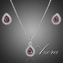 AZORA Big Pear White Gold Plated Stellux Austrian Crystal Necklace and Earrings Jewelry Sets