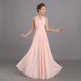 Peachy Pink Bridesmaid Dress Long Chiffon Wedding Party Prom Dresses