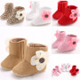 Winter Cute Kids Baby boys Girl Snow Boots  flower Ribbon Warm Baby Boots Shoes 0-18Months #W