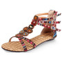 Flat Sandals Ankle T-strap Fashion Sandals Flat Beaded