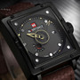 Men Fashion Square Dial Analog Wristwatch Waterproof Quartz Watch