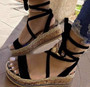 Snake Sandals Platform Heels Cross Strap Ankle Lace Peep Toe