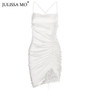 White V-Neck Sexy Spaghetti Strap Backless Dress