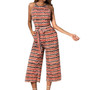 Sleeveless Long Multicolor Striped Jumpsuit