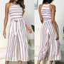 Sleeveless Long Multicolor Striped Jumpsuit