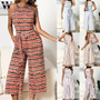 Sleeveless Long Multicolor Striped Jumpsuit