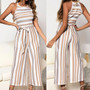 Sleeveless Long Multicolor Striped Jumpsuit