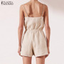 Vintage Casual Strap Romper Pockets Sexy Short Jumpsuit