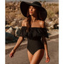 Sexy Off The Shoulder Solid One Piece Swimsuit Ruffle Monokini