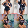 Sexy Off The Shoulder Solid One Piece Swimsuit Ruffle Monokini