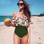 Sexy Off The Shoulder Solid One Piece Swimsuit Ruffle Monokini