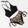 Leopard Bikini Set Bandage Sexy Push Up High Waist