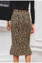 Leopard print knitted midi skirt High waist skirt