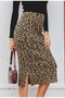 Leopard print knitted midi skirt High waist skirt