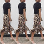 Fashion Leopard Print High Waist Skirt  Mini Ruffles Pencil Skirts