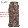 Zebra stripe midi skirt High waist straight animal print