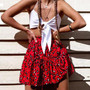 Red leopard print cotton mini skirts  vintage ruffles
