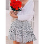 Red leopard print cotton mini skirts  vintage ruffles