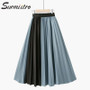 Velvet Pleate Patchwork High Waist Skirt