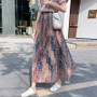 Chiffon Floral Print High Waist Pleated Maxi Sun Skirt