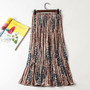 Chiffon Floral Print High Waist Pleated Maxi Sun Skirt