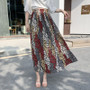 Chiffon Floral Print High Waist Pleated Maxi Sun Skirt