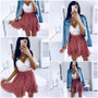 A-line skirts boho high waist ruffles floral print skirt